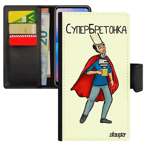 фото Чехол книжка на смартфон apple iphone 7 plus, "супербретонка" супергерой франция utaupia