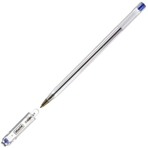 Ручка шариковая Attache Classic (0.7мм, синий цвет чернил, корпус прозрачный) 50шт. банка одноразовая 1 л цвет прозрачный