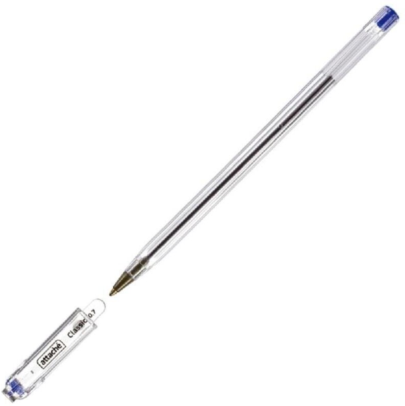 Ручка шариковая Attache Classic (0.7мм, синий цвет чернил, корпус прозрачный) 1шт.