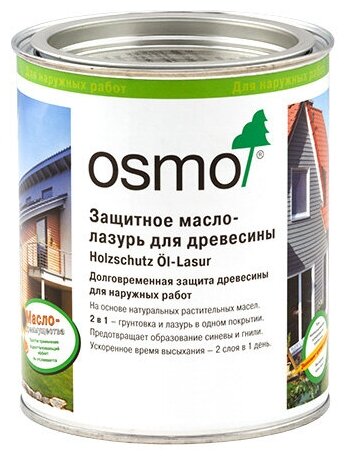 OSMO Масло-лазурь Осмо защитное для фасада Osmo Holzschutz-ol-lasur 0,75 л. 701 Бесцветное Матовое, Без Уф-Защиты