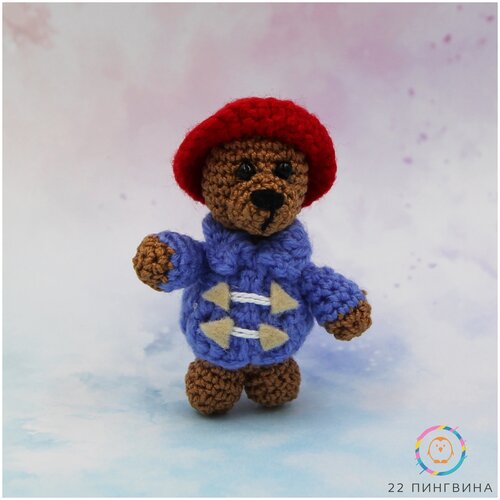 фото Вязаный медвежонок в красной шапке 7 см. игрушка ручной работы. 2x2 сервис