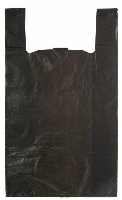 Пакет-майка ПНД 30 мкм черный (40+18x70 см, 50 штук в упаковке) - фотография № 1
