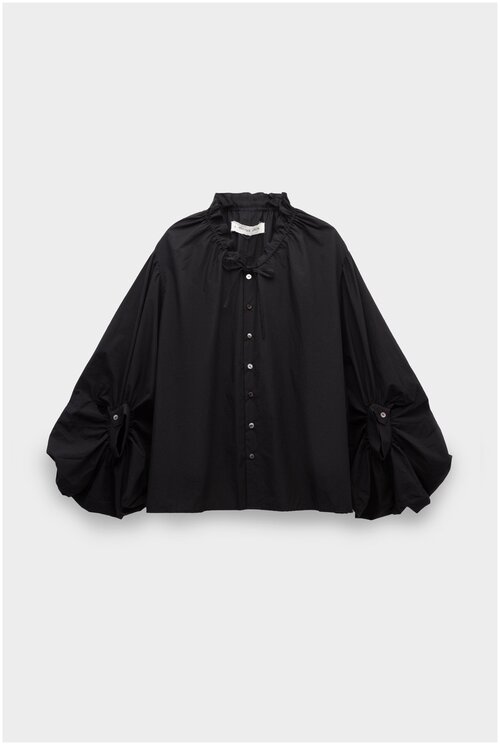 Рубашка  A Tentative Atelier, классический стиль, оверсайз, длинный рукав, размер 40, черный