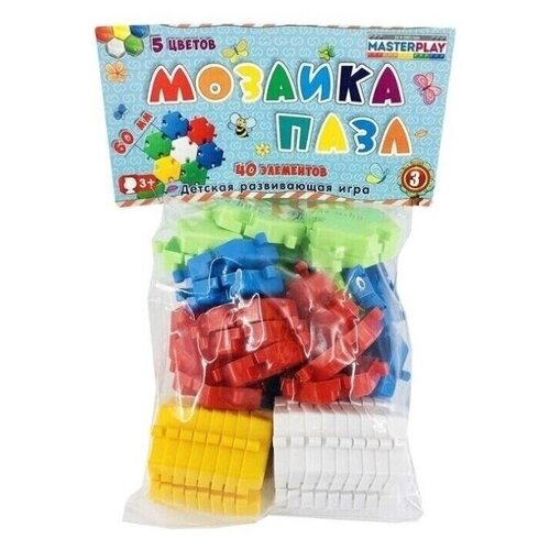 Мозаика-пазл №3 разноцветный 60 мм, 40 деталей, Colorplast