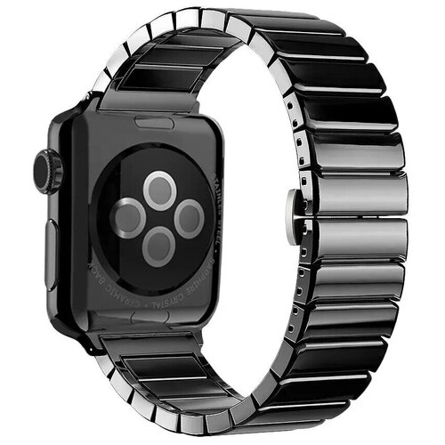 Керамический блочный ремешок для смарт часов Apple Watch (series 1-7) 42/44/45 mm, Чёрный