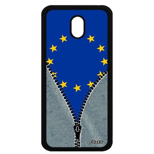 фото Чехол на смартфон galaxy j3 2017, "флаг европы на молнии" туризм патриот utaupia