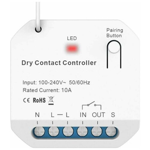Умное реле сухой контакт GRITT Core 2.0 в подрозетник 1 линия 433 + WiFi, CR2204W
