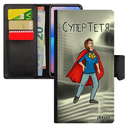 фото Чехол книжка на смартфон samsung galaxy s7 edge, "супертетя" комикс тетя utaupia