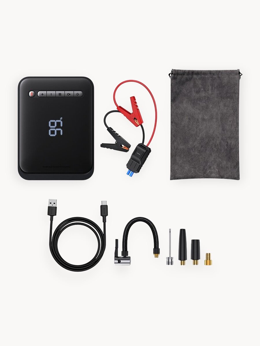 Пусковое устройство Baseus 8000mAh, 1000 A, PowerBank, с компрессором