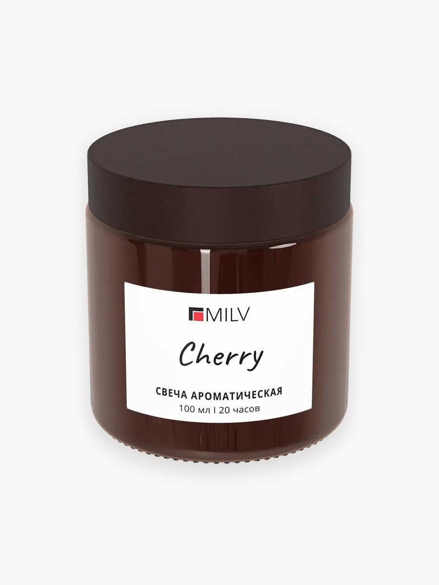 MILV Свеча ароматическая с деревянным фитилём "CHERRY" 100 мл, до 20 час