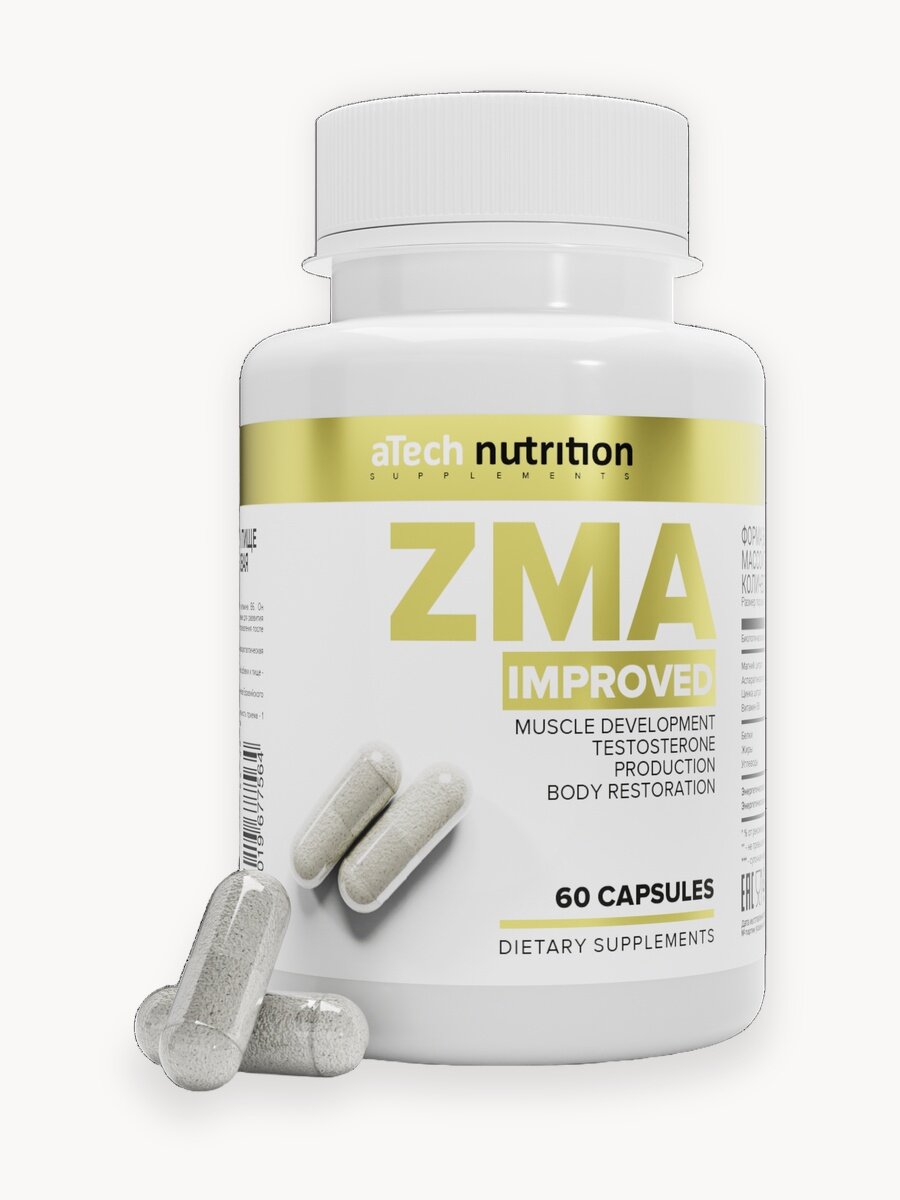 ZMA Цинк Магний Аспарагиновая Кислота + В6 aTech Nutrition 60 Капсул