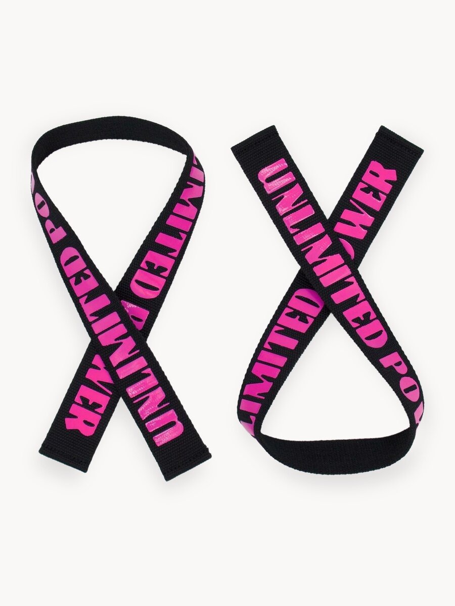 Лямки Unlimited Power, для тяги, тяжелоатлетические, 65см, черно-розовые