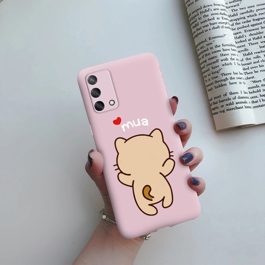 Розовый чехол Oppo A74 5G с котиком