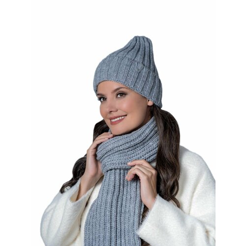 фото Шапка бини landre, размер 56-59 см, серый