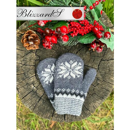 Варежки детские демисезонные, шерсть, размер 12, синий, голубой