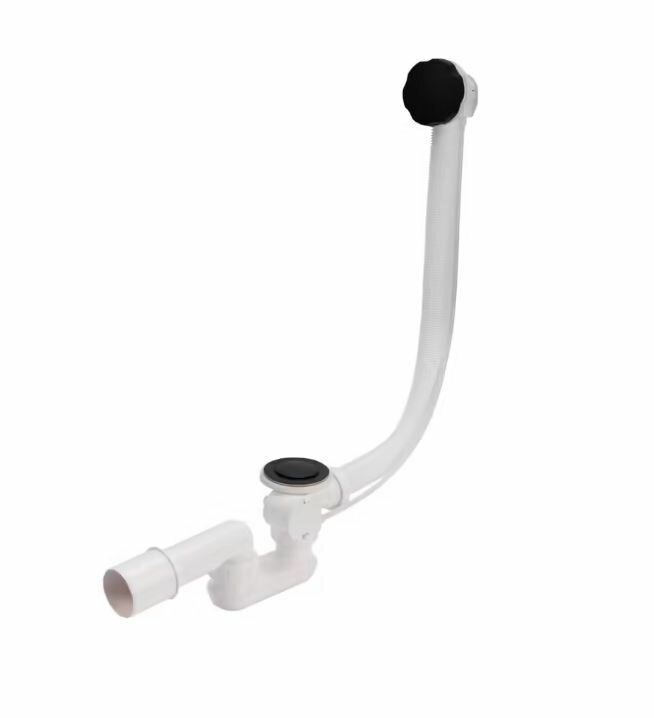 фото Обвязка VEGA для ванн полуавтомат 60 см. Слив-перелив для ванн (черный матовый)