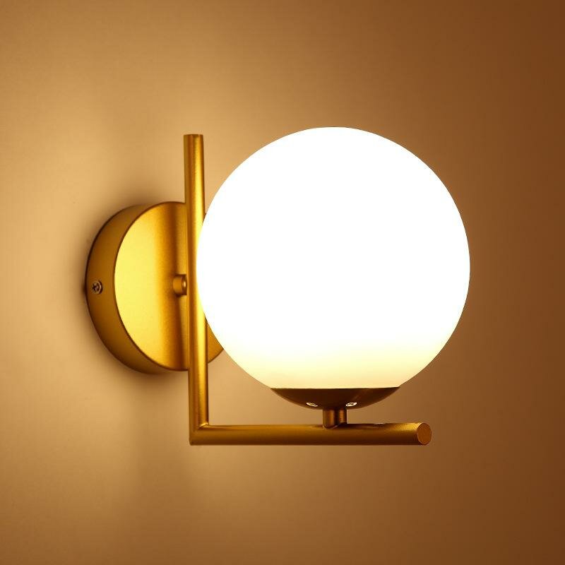 Настенный светильник，Osairous，656284，L - образный шар, изготовление стекла, золотой, E27