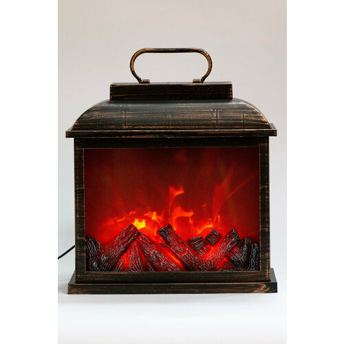 Светодиодный новогодний камин большой бронзовый (36*30*13 см)