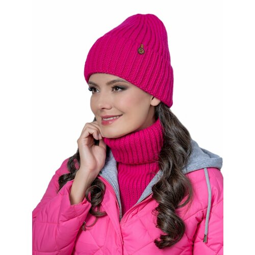 фото Шапка бини landre, размер 56-59 см, фиолетовый, розовый