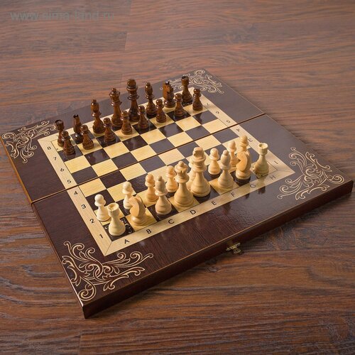 Шахматы деревянные 50х50 см Галант, король h-9 см, пешка h-4.5 см шахматы подарочные из орех и граб доска 50 на 50 см