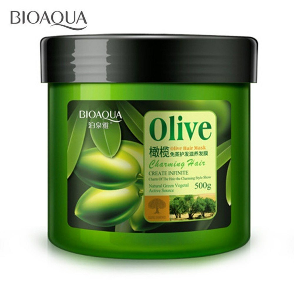 Маска BioAqua "Olive" с маслом оливы для питания и восcтановления повреждённых волос 500 мл.