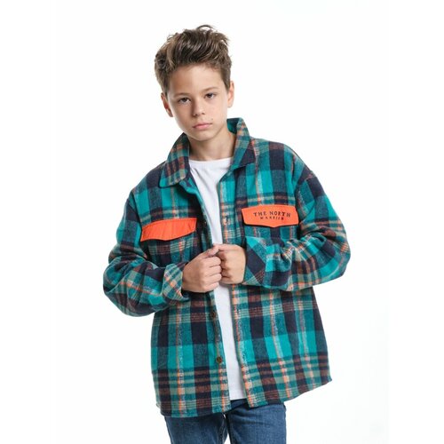 фото Рубашка mini maxi, размер 158, бирюзовый, мультиколор