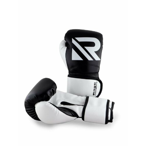 фото Перчатки боксерские rage fight gear черно-белый кож/зам - rage - черно белый - 12 oz