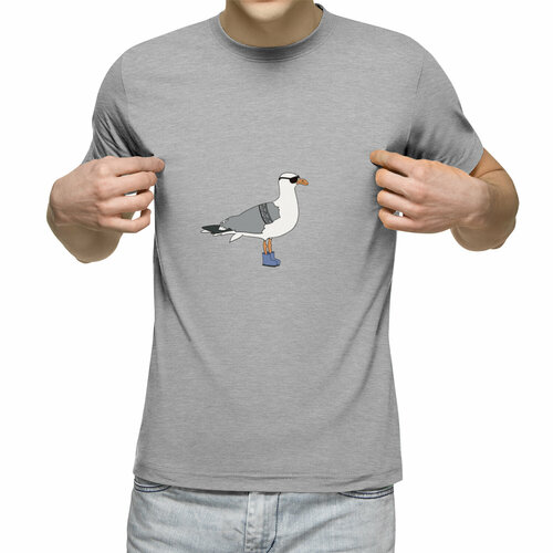 Футболка Us Basic, размер L, серый мужская футболка чайка на самокате 2xl черный