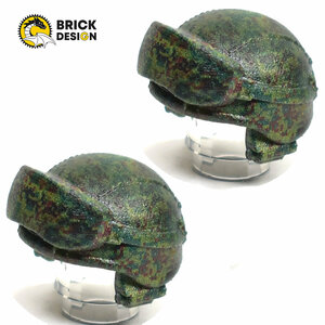 Аксессуары для фигурок лего G BRICK DESIGN, Шлем 6Б47 "Ратник" пиксельный камуфляж с наушниками. набор деталей 2 шт.