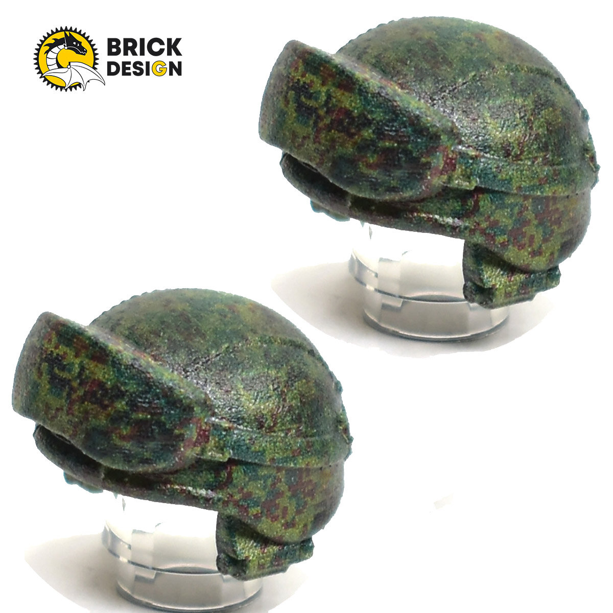 Аксессуары для фигурок лего G BRICK DESIGN, Шлем 6Б47 "Ратник" пиксельный камуфляж с наушниками. набор деталей 2 шт.