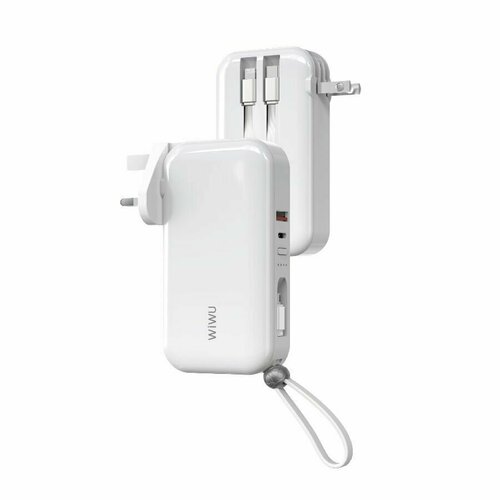 Зарядное устройство с функцией Power Bank на 10000 мАч WiWU JC-23, 3 в 1 US+UK+EU 22.5 Вт - Белый белый