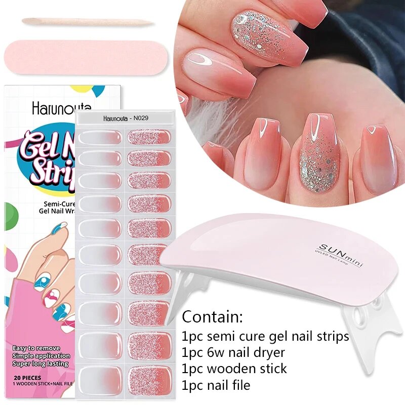 Гелевые наклейки для ногтей Harunouta 4шт, Set 29-pink