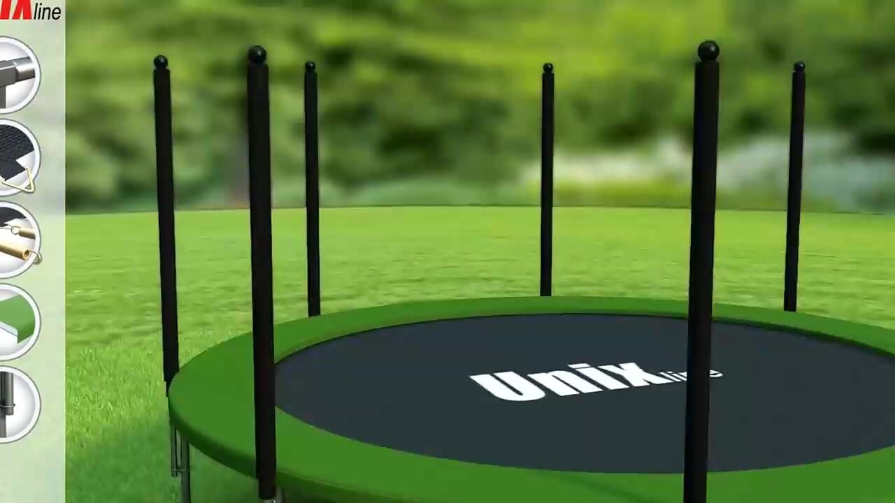 Батут UNIX Line Simple 12 ft Green (inside) UNIXLINE с внутренней защитной сеткой, общий диаметр 366 см — фото 1