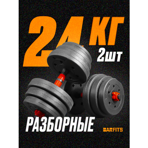 Гантели композитные разборные набор 2 шт по 12 кг, общий вес 24кг, Без переходника