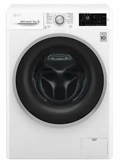 Стиральная машина с сушкой LG F2J6NM7W, узкая, загрузка для стирки 6 кг, дозагрузка белья, белая/черная