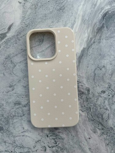 Изображение товара Чехол на айфон 14 белый (горошек) / Чехол на iPhone 14 белый (горошек)