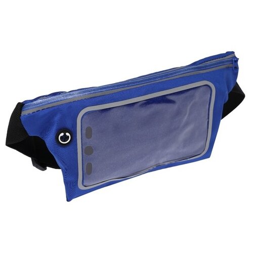 фото Спортивная сумка чехол на пояс luazon, управление телефоном, отсек на молнии, синяя 3916212