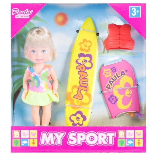 Игровой набор M&C Toy Centre Paula My Sport Серфинг, 10 см, MC23407d