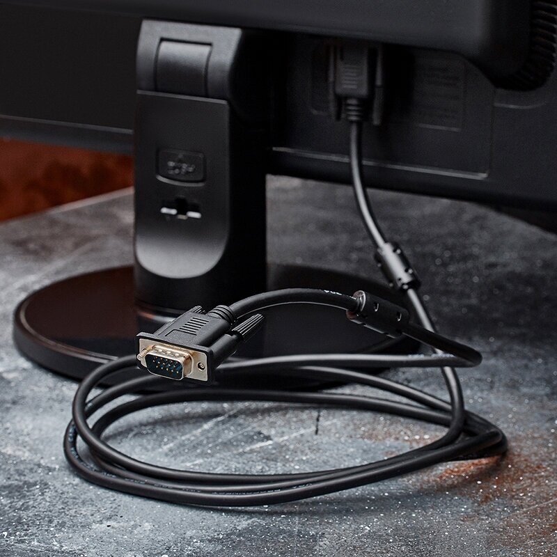 Шнур (VGA - VGA) с ферритами 1.8 м для передачи аналогового видеосигнала, цвет: Черный