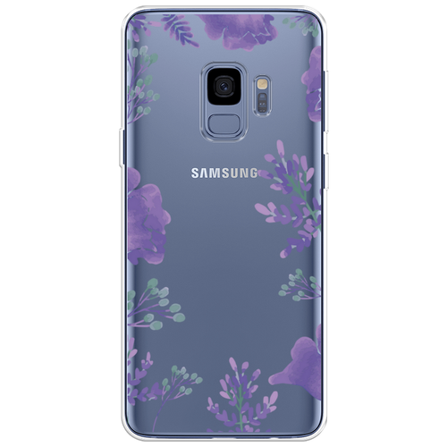 Силиконовый чехол на Samsung Galaxy S9 / Самсунг Галакси С9 Сиреневая цветочная рамка, прозрачный жидкий чехол с блестками цветочная принцесса на samsung galaxy s9 самсунг галакси с9