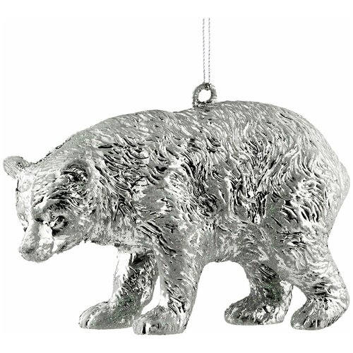Ёлочная игрушка Decor Медведь серебряный 10 см