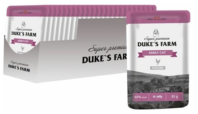Корм для кошек DUKE'S FARM курица конс. пауч 85г (упаковка - 24 шт)