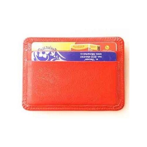 Кредитница Grand, натуральная кожа, 2 кармана для карт, красный