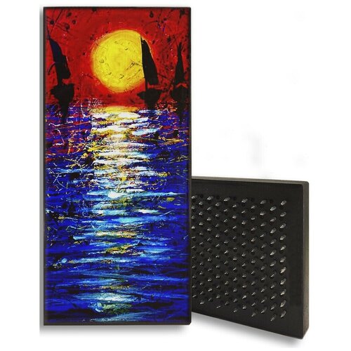 фото Доска садху для йоги с гвоздями, уф печать природа - 1205 шаг 10мм woodart