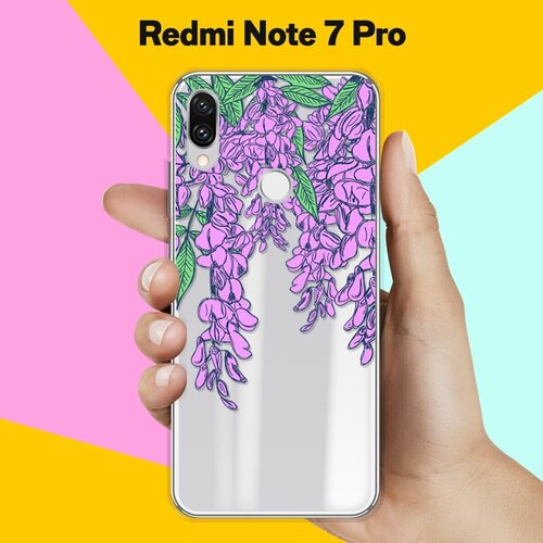 силиконовый чехол на xiaomi redmi note 10 pro сяоми редми ноут 10 про с принтом розовые и фиолетовые филаки Силиконовый чехол Цветы фиолетовые на Xiaomi Redmi Note 7 Pro