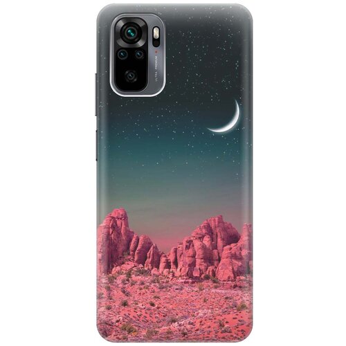 фото Ультратонкий силиконовый чехол-накладка для xiaomi redmi note 10 с принтом "месяц над розовыми горами" gosso