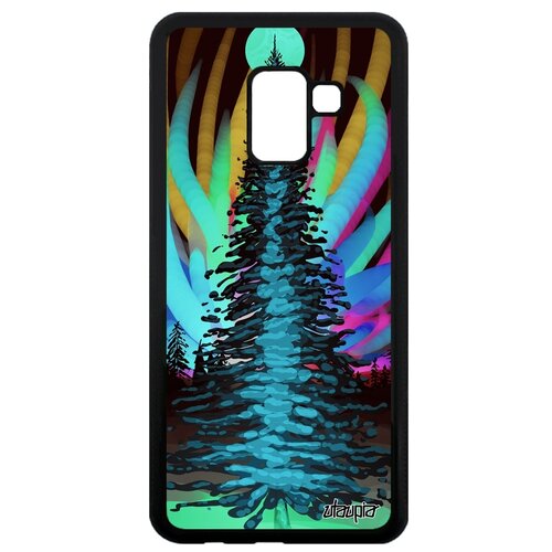 фото Чехол для телефона samsung galaxy a8 2018, "зимняя ель" ночь сияние utaupia