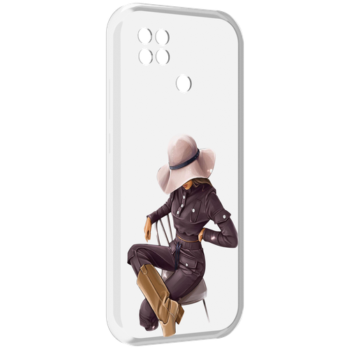 Чехол MyPads загадочная-девушка-в-костюме женский для Poco C40 задняя-панель-накладка-бампер