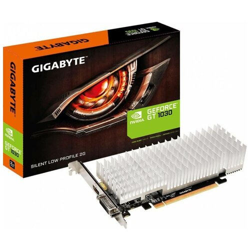 Видеокарта GIGABYTE GeForce GT 1030 1252Mhz PCI-E 30 2048Mb 6008Mhz 64 bit DVI HDMI HDCP Silent Low Profile GV-N1030SL-2GL Ret 1068700₽