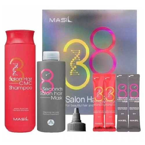 фото Masil набор для ухода за волосами limited edition 38 salon hair set (shampoo 300 ml+8ml+mask 200ml+8ml)